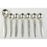 Georg Jensen silver Cactus pattern designed by Gundorph Albertus - set of six coffee spoons stamped