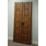 Pair panelled oak doors, with hinges and handles, W83cm (total),