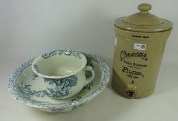 'Cheavin's World Renowned' stoneware Water Filter and a Doulton Burslem wash bowl and jug set