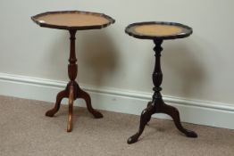 Two reproduction mahogany leather inset wine tables Condition Report <a