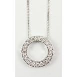 White gold brilliant cut diamond circle pendant necklace stamped 750 Condition Report
