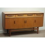 G-Plan teak vintage retro sideboard, three drawers and cupboards, W152cm, H85cm,