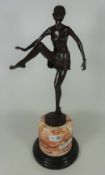 Art Deco style bronze model of a girl on marble base after D.