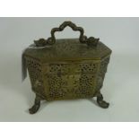 Early to mid 20th Century pierced brass Eastern casket H12cm Condition Report