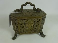 Early to mid 20th Century pierced brass Eastern casket H12cm Condition Report
