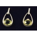 Pair of lemon topaz ear-rings stamped 925 Condition Report <a href='//www.