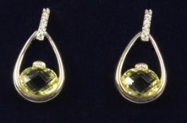 Pair of lemon topaz ear-rings stamped 925 Condition Report <a href='//www.