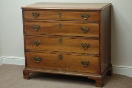 Late 18th century continental walnut chest, four long graduating drawers, W105cm, H95cm,