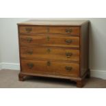 Late 18th century continental walnut chest, four long graduating drawers, W105cm, H95cm,