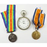 Moise Dreyfuss stopwatch and two WWI medals WATCHES - as we are not a retailer,