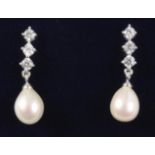 Pair of pearl dress pendant ear-rings stamped 925 Condition Report <a