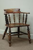 Victorian stained beech smokers bow armchair Condition Report <a href='//www.