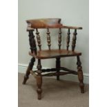 Victorian stained beech smokers bow armchair Condition Report <a href='//www.