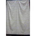 Pale gold Damask curtains, lined, W152cm,