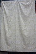 Pale gold Damask curtains, lined, W152cm,