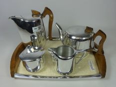 Picquot ware four piece tea service on tray Condition Report <a href='//www.