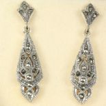 Pair of marcasite drop ear-rings stamped 925 Condition Report <a href='//www.