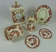 Masons 'Red Mandalay' mantle clock and other Masons decorative ceramics (6) Condition