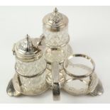 Silver cruet stand bright cut decoration Sheffield 1927 (stand only 10.