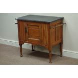 Edwardian walnut washstand with rough cut edged black slate top, W77cm, H73cm,