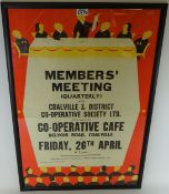Original 'Coalville & District Co-Operative Society Meeting' 1950's poster,