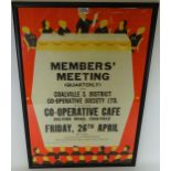 Original 'Coalville & District Co-Operative Society Meeting' 1950's poster,