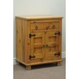 Pine cupboard with single drawer, W73cm, H90cm,