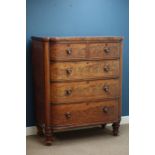 Victorian mahogany shaped front chest, two short and three long drawers, W115cm, H138cm,