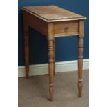Small 19th century pine table with drawer, 38cm x 75cm,