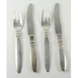 Georg Jensen silver Cacturs pattern designed by Gundorph Albertus - two pastry knives and forks