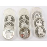Twelve 1996 Queen Elizabeth II Royal Heritage Falkland Islands silver proof £2 commemorative coins