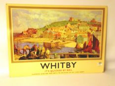 Whitby 'It's Quicker by Rail' enamel sign,