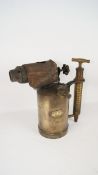 Brass Primus blow torch with 'Rowntree & Co Tool Store MS York' oval plaque,