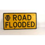 Old AA Road Flooded rectangular alloy sign with raised lettering,