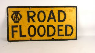 Old AA Road Flooded rectangular alloy sign with raised lettering,
