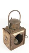 BR(M) square Railway lamp and a BR(E) Welch patent lamp H37cm,