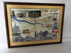 'Glasgow's Tramways C'mon Get AFF!', colour print after Edward H Chishall,