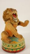 1960's Roaring Lion tinplate and plush toy, battery operated,