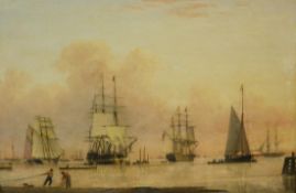 John Ward (British 1798-1849): Naval and other Sailing Vessels at Anchor,