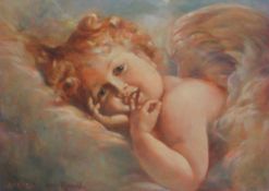 Hans Knoechl (Czech Republic 1850-?): 'Aurora' - Study of a Cherub,