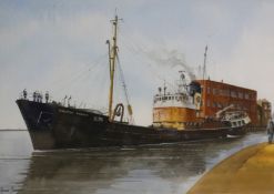Adrian Thompson (British 1960-): 'Hull Trawler H106 Kingston Garnet' - ship's portrait,
