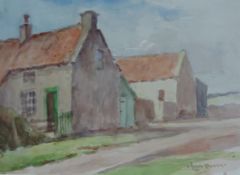 Owen Bowen (Staithes Group 1873-1967): Cottages at Boulby near Staithes,