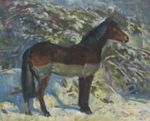 Thomas Sherwood La Fontaine (British 1915-2007): Exmoor Pony in the Snow,