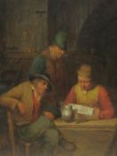 Dutch School (19th/20th century): Man Reading the 'Handelsblad' in Tavern Interior,