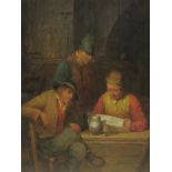 Dutch School (19th/20th century): Man Reading the 'Handelsblad' in Tavern Interior,