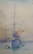 William Lionel Wyllie (British 1851-1931): Naval Fleet - 'These Cruisers look very Peaceful until a