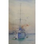 William Lionel Wyllie (British 1851-1931): Naval Fleet - 'These Cruisers look very Peaceful until a