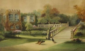 Marjorie Jacklin (British 1895-1984): 'Haddon Hall View Up the Terrace Steps',