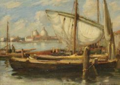 Percy Morton Teasdale (Staithes Group 1870-1961): Continental Fishing Boats by the Quayside,