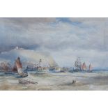 Robert Ernest Roe (British 1852-c1921): Paddle Steamer and Sailing Boats outside Scarborough